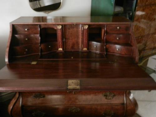 A Late 18th Century Dutch Drop Front Desk In Burl Walnut Studio