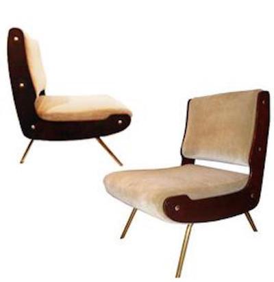 A Pair of Mid Century Slipper Chairs by Gianfranco Frattini