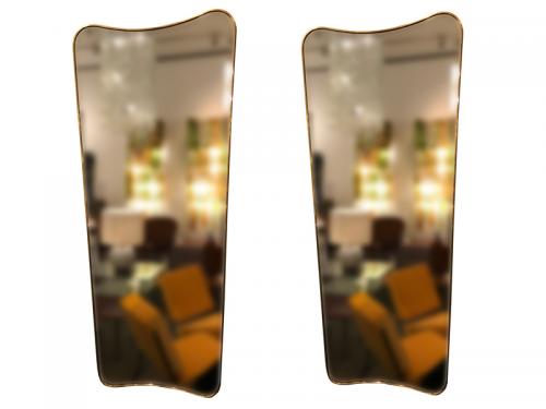 Pair of Large Scaled Mid-Century Wall Mirrors in the style of Gio Ponti