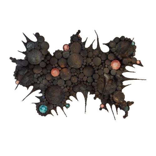 Wall Sculpture in Blackened Steel and Ceramic