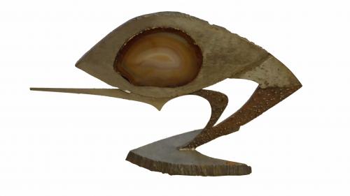 C.H. Caramin Modernist Table Sculpture in Steel and Agate