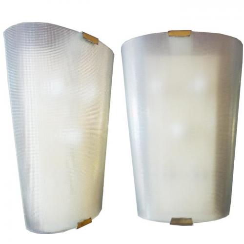 Pair of Large Textured Glass Mid-Century Wall Sconces