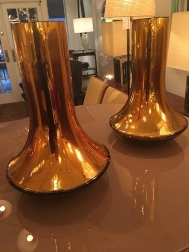 Pair of Large Scaled Gold Mercury Glass Vases
