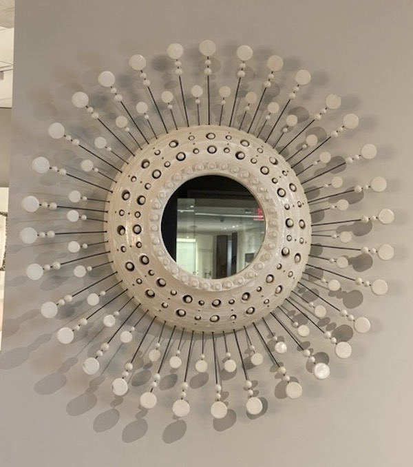 Wall Mirror in White by Georges Pelletier
